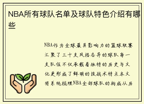 NBA所有球队名单及球队特色介绍有哪些